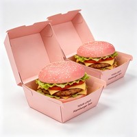 Caja Plegable para Hamburguesas con Laminado Mate, Caja para Pollo Frito Resistente a la Grasa, Biodegradable, para Comida Rápida