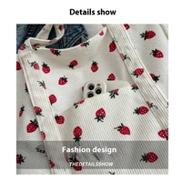 Sac fourre-tout en toile pour femme, motif fraises, sac de plage, sac à bandoulière polyvalent et tendance, grande capacité, simple, pour le quotidien
