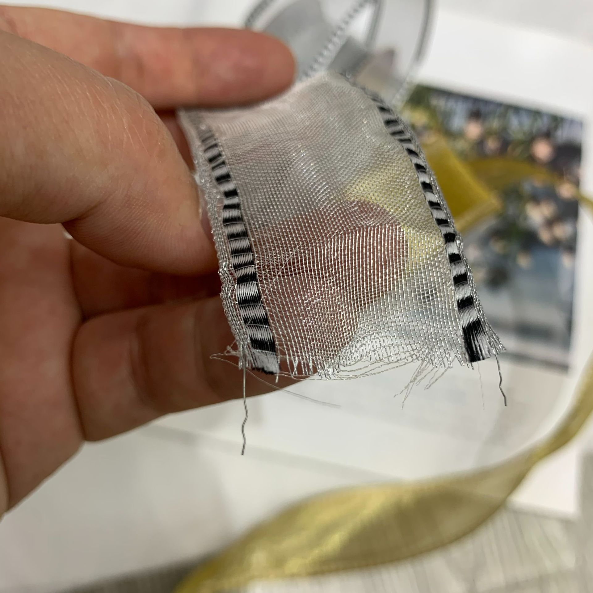 Polyester Waterproof Grosgrain Christmas Decoration Ribbon Wire Edge Champagne Christmas Tree Gift Bag Packaging Ribbon Bow
