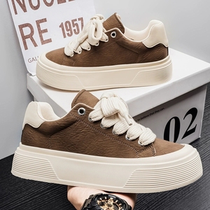 Chaussures décontractées à lacets pour hommes, augmentant la taille, avec semelle intermédiaire en EVA et semelle extérieure en PVC, baskets de travail confortables et tendance à semelle souple - Product Image 1