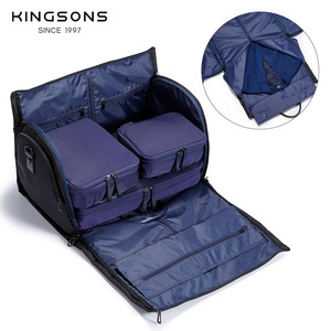 Kingsons Men's Foldable Duffel Bag Large Capacity Travel Luggage With Zipper Closure For Leisure Travel Black And Blue - Product Image 2