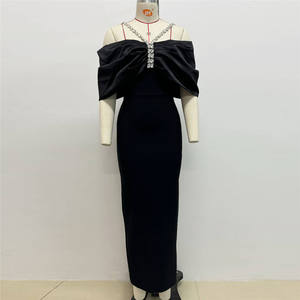 Vestido Maxi con cuello cuadrado, vestido de cena con diamantes de imitación, ajustado para cena, fiesta de cumpleaños, evento - Product Image 2