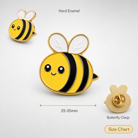 Broche Bumblebee en émail souple 2D, motif abeille mignonne à rayures jaunes, impression UV, bijoux de printemps, badges en gros, épingles métalliques personnalisées