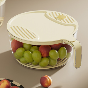 Rice Washing Spoon <b>Plastic</b> Creamy White Hands Free Vegetable Fruit Drainer <b>Kitchen</b> Sieve - Product Image 2