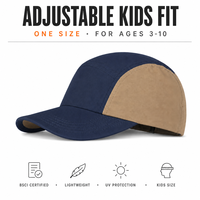 Casquette de camping 5 panneaux de haute qualité pour enfants, casquette de soleil tricolore pour tout-petits, casquette ajustable unie pour garçons et filles, fournisseur d'usine en gros