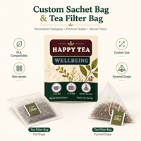 Sachets de thé personnalisés imprimés avec matériau biodégradable, sachets filtrants pyramidaux, sachets de thé vides, emballage OEM