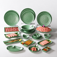 Ensemble de vaisselle en mélamine incassable et écologique, assiettes, bols, plats de service, passe au lave-vaisselle, non toxique, restaurant, cafétéria