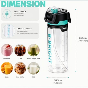 Botella de Agua de Plástico con Spray, Libre de BPA, Capacidad de 800 ml, Material Tritan, para Pesca, Fitness, Running, Senderismo y Camping - Product Image 3
