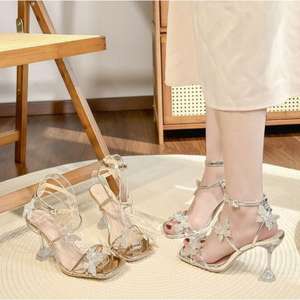 รองเท้าเดรสเปิดนิ้วเท้ารูปผีเสื้อติดเพชรแวววาวรองเท้าสำหรับงานเลี้ยงของผู้หญิงรองเท้าส้นสูงพร้อมสายรัดข้อเท้าสำหรับปาร์ตี้ - Product Image 3