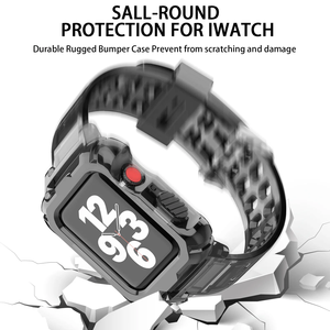 Housse de protection pour pare-chocs avec <span class=keywords><strong>bracelet</strong></span> pour <span class=keywords><strong>Apple</strong></span> <span class=keywords><strong>Watch</strong></span> Series 9 8 7 6 5 Band <span class=keywords><strong>Transparent</strong></span> Sport <span class=keywords><strong>Bracelet</strong></span> en silicone - Product Image 4