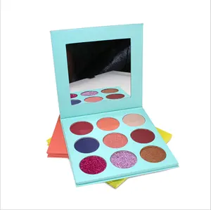 Venta al por mayor OEM maquillaje personalizado Verde Negro rosa azul colorido brillo paleta de sombras de ojos maquillaje de ojos colorido brillo sombra de ojos