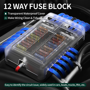 Bloque <span class=keywords><strong>de</strong></span> <span class=keywords><strong>fusibles</strong></span> <span class=keywords><strong>de</strong></span> 12 vías, bloque <span class=keywords><strong>de</strong></span> <span class=keywords><strong>fusibles</strong></span> <span class=keywords><strong>de</strong></span> hoja <span class=keywords><strong>de</strong></span> 12 voltios con indicador LED, <span class=keywords><strong>caja</strong></span> <span class=keywords><strong>de</strong></span> <span class=keywords><strong>fusibles</strong></span> <span class=keywords><strong>de</strong></span> 12 circuitos, Panel ATO/ATC <span class=keywords><strong>de</strong></span> 24V para automóvil, barco, coche, RV - Product Image 6