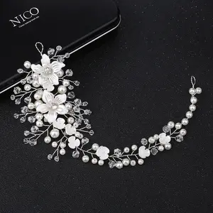 handmade tiara 2022 with star Bridal handmade tiaras y coronas flower modeling crystal pearl tiara wedding accessories