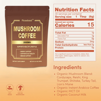 Rosebest Mélange Instantané de Café en Poudre Personnalisé Végétalien aux Champignons Crinière de Lion, Shiitake, Cordyceps, Queue de Dinde et Arabica – Compléments Alimentaires