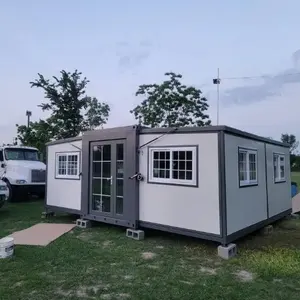 Casa de contêiner modular pré-fabricada com estrutura de aço leve, casa móvel dobrável e expansível