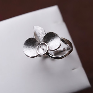 Wenchi Anneau ouvert en argent S925, style feuille, support vide pour bijoux DIY, taille 6mm, pour femme - Product Image 2