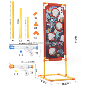 Çocuklar güç çekim hedef oyun 2 oyuncu seti köpük topu popper hava tabancası hedef ile ayakta - Product Image 4