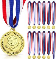 Médaille de Vainqueur Personnalisée en Or avec Ruban Rouge-Blanc-Bleu, Récompense Métallique pour Compétitions Sportives, Championnats, Médaille pour Enfants et Adultes