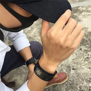 Men's Adjustable Stainless Steel & Genuine <b>Leather</b> <b>Bracelet</b> DIY Style Euro-American Design - Product Image 3