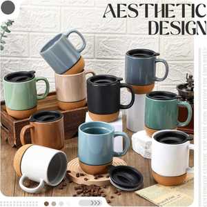 Vente en gros de tasses en céramique modernes isolées réutilisables avec fond en liège, cadeau d'entreprise, tasses et mugs de camping personnalisés avec logo - Product Image 2