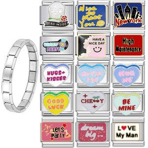 Bracelet d'accessoires de bricolage pour hommes et femmes italiens Polyvalent Nouvelle couleur en acier inoxydable Style tendance Préservation du module élastique anglais - Product Image 2