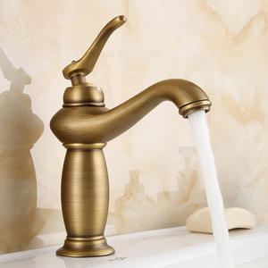 Robinet de lavabo en cuivre massif de style européen antique, à poignée unique, avec cartouche céramique rotative, pour eau chaude/froide, à poser sur le comptoir - Product Image 3