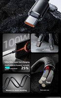 Cable de Carga Trenzado Tres en Uno de 120W con Carga Súper Rápida para Dispositivos Android con Micro USB y Tipo-C