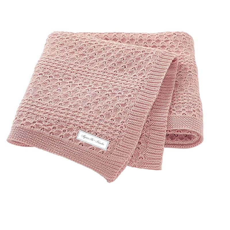 Квадратное детское одеяло Fonda из высококачественного трикотажа ручной работы, однотонное вязаное одеяло с узорами