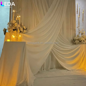 LEDA Modern Indoor Decoration <b>Large</b> White <b>Square</b> Wedding Backdrop <b>Set</b> Milk Silk Curtain Fabric Drapery Valance - Product Image 4