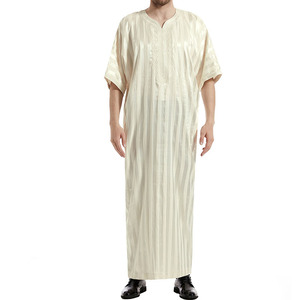 Thobe musulman simple, vêtement islamique Abaya, longue tunique Kaftan, <span class=keywords><strong>Roba</strong></span> arabe pour hommes avec poches zippées - Product Image 1