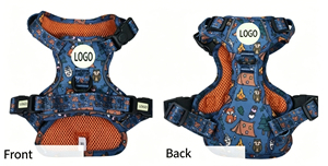 Harnais de luxe pour chien avec logo personnalisé, respirant, rembourré en maille, 3 points, anti-traction, en tissu Oxford, réglable avec poignée - Product Image 2