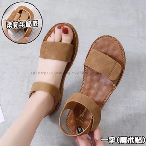 Factory Wholesale Cheap Beef Sandals Flat Student Roman Beach Shoes Soft Soled One-line Women's - Product Image 4