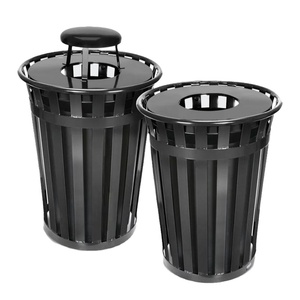 Outdoor Commercial Metal Recycling Waste Receptacle Municipal Street Anti Rust Steel Garbage <strong>Trash</strong> <strong>Can</strong> School PUblic Litter Bin - Product Image 1