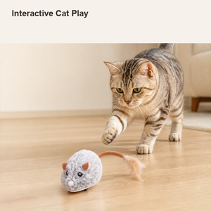 Jouet interactif intelligent pour chat, souris électrique réaliste à activation tactile, évitement automatique des obstacles, silencieux/avec son, USB - Product Image 2