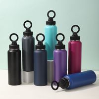 Botol air dinding ganda baja tahan karat portabel ramah lingkungan OEM murah baru dapat digunakan kembali dengan tutup dudukan ponsel magnetis
