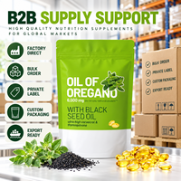 Gélules d'huile d'origan 6000mg équivalent à base de plantes avec huile de nigelle 200mg, 300 unités pour une nutrition quotidienne à base de plantes
