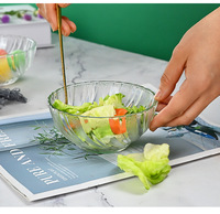 Bol en verre en forme de queue de phénix, bol à salade en verre résistant aux hautes températures, ensemble de 6 bols transparents en cristal pour la maison