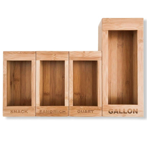 Private Label Food Storage Bag Drawer Organizers Bamboo Ziplock Bag Storage Organizer For Gallon, Quart, Sandwich & Snack
