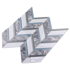 <span class=keywords><strong>Mosaico</strong></span> di marmo <span class=keywords><strong>naturale</strong></span> <span class=keywords><strong>in</strong></span> <span class=keywords><strong>pietra</strong></span> blu bianco grigio blu bianco <span class=keywords><strong>in</strong></span> vetro <span class=keywords><strong>naturale</strong></span> a forma di foglia per l'arredamento della camera d'albergo - Product Image 4
