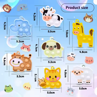 Pop Fidget Jouets Sensoriels pour Enfants Silicone Bulle Porte-clés Animal Soulagement Du Stress Jouet pour 5-7 Ans Enfants Porte-clés Ensemble