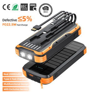 Accesorios para Móviles de Marca Personalizada Batería Externa Solar Inalámbrica de 20000mAh Cargador Portátil a Prueba de Agua para Exteriores de Carga Rápida - Product Image 1