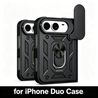 Coque Duo pour iPhone avec anneau métallique, support magnétique pour voiture, protection coulissante pour objectif, coque antichoc, coque rigide pour iPhone 18 Pro Max