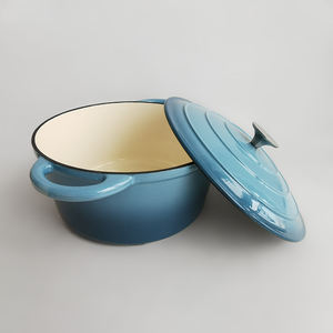 Casserole ronde <span class=keywords><strong>en</strong></span> <span class=keywords><strong>fonte</strong></span> émaillée, ustensiles de cuisine pour la maison, 24 cm, bleu, casseroles de cuisson - Product Image 4