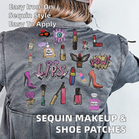 Patch Sequin Bertema Kosmetik Fashion untuk Pakaian Wanita, Parfum, Lipstik & Sepatu Hak Tinggi, Terbuat Terutama dari Kain Felt