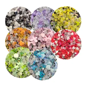 Perles acryliques assorties, 500 g/Lot, roses, fleurs, cœur, papillon, nœud papillon, perles d'espacement rondes et amples pour la fabrication de bijoux, bricolage