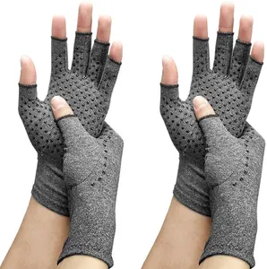 Amazon Hot Sale Kunden spezifische Anti-Rutsch-Handschuhe für Männer und Frauen mit strukturierter finger loser Kompression arthritis und rutsch festem Silikon