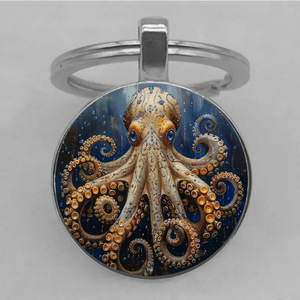Cartoon Vintage Style Octopus Tentacle Keychain Fashion Marine Creature Pendant Keyring