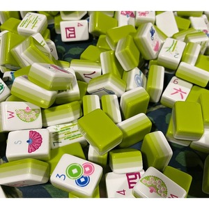 Popular Light Green American Mahjong Set Featuring Four Layers of Acrylic Mahjong Tiles for Festive Gatherings and <b>Entertainment</b> - Product Image 1
