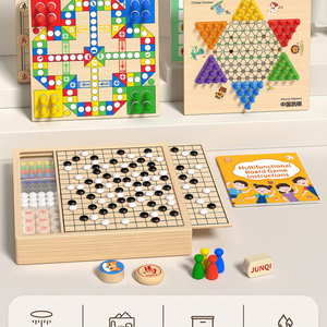 Tablero de Ajedrez Magnético de Madera Multifuncional Go-Moku, Ludo, Damas y Ajedrez Chino, Educativo, en Caja de Color - Product Image 4