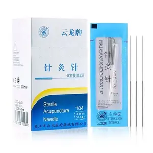 Yunlong marque 500 pc/boîte jetable poly-sac emballé en acier inoxydable poignée aiguilles d'acupuncture sans boucle